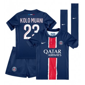 Billiga Paris Saint-Germain Randal Kolo Muani #23 Hemmatröja Barn 2024-25 Kortärmad (+ Korta byxor)